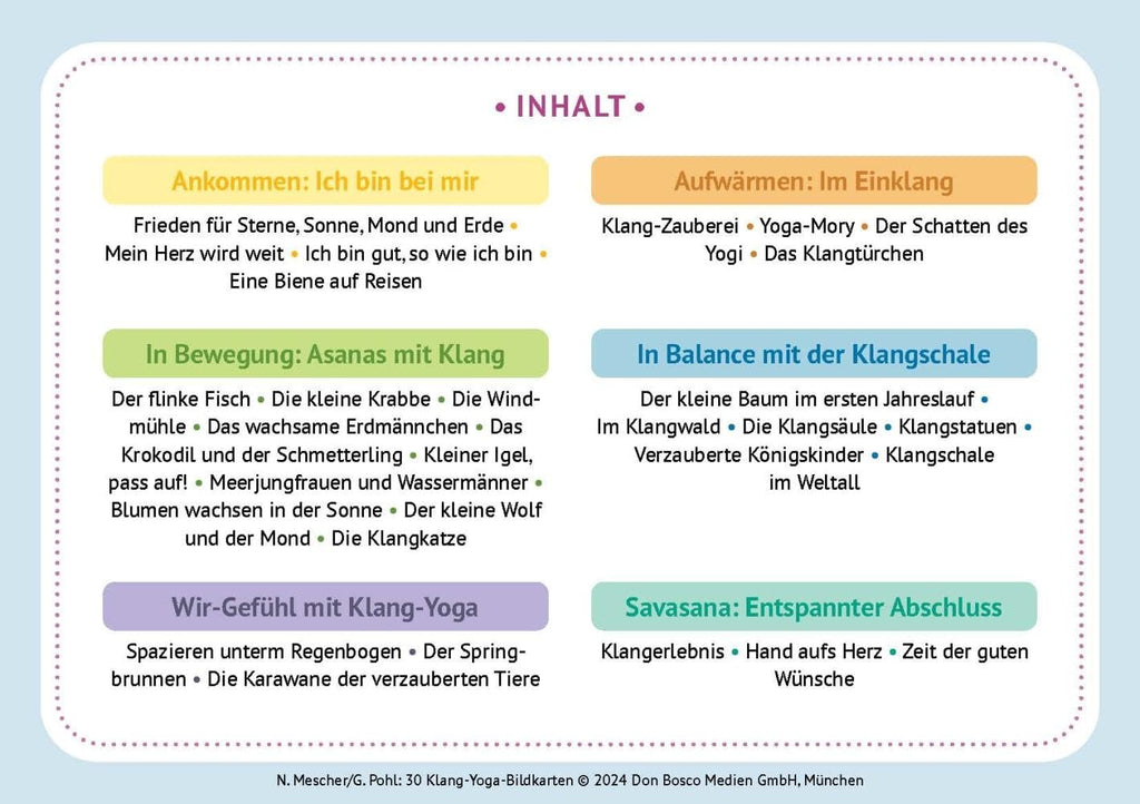 30 Klang-Yoga-Bildkarten: Körperwahrnehmung und Selbstvertrauen mit Kinderyoga. Übungen und Flows für kleine Yogis von 4 bis 10. Spielerisch Stress ... und innere Balance. 30 Ideen auf Bildkarten)
