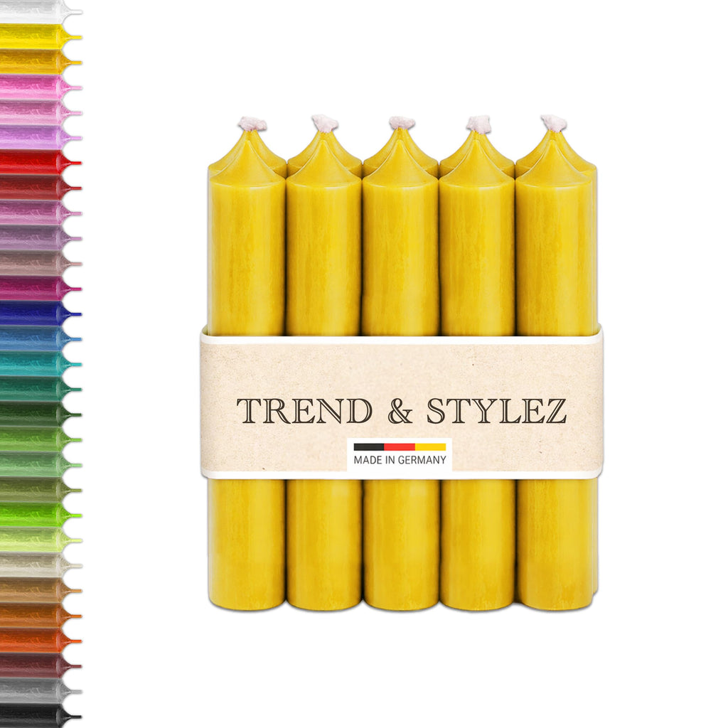 10 Bunte Spitzkerzen durchgefärbt 100x22mm | RAL Stabkerzen mit 8h+ Brenndauer | Ohne Tropfen & Rußen | Tafelkerzen für Leuchter | Made in Germany (Pastellrosa)