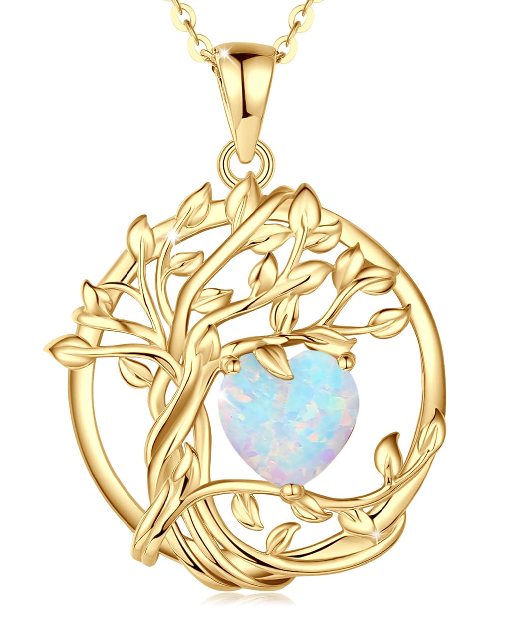 FANCIME Tree of Life Baum des Lebens Geburtstein Halskette Sterling Silber Anhänger Geburtstein Kette Edelstein Jahrestag Geburtstag Schmuck Weihnachten Geschenke für Damen Mama Ihre Frau