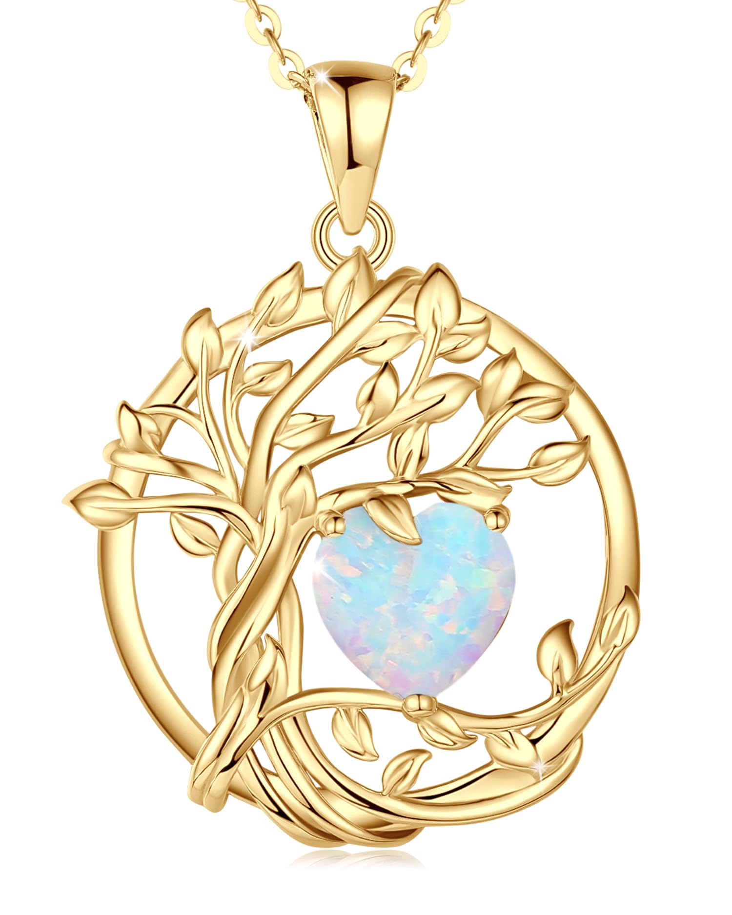 FANCIME Tree of Life Baum des Lebens Geburtstein Halskette Sterling Silber Anhänger Geburtstein Kette Edelstein Jahrestag Geburtstag Schmuck Weihnachten Geschenke für Damen Mama Ihre Frau