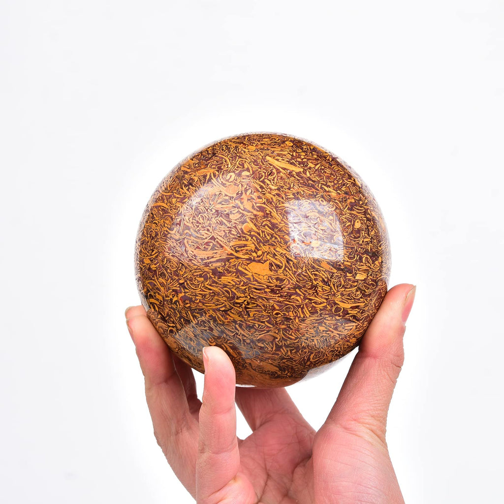 JIC Gem Large Crystal Ball with Stand Pietersite Crystal Ball Gemstone Decorative Ball for Home Decoration Altar Reiki Feng Shui Crystal Gift 80-90mm