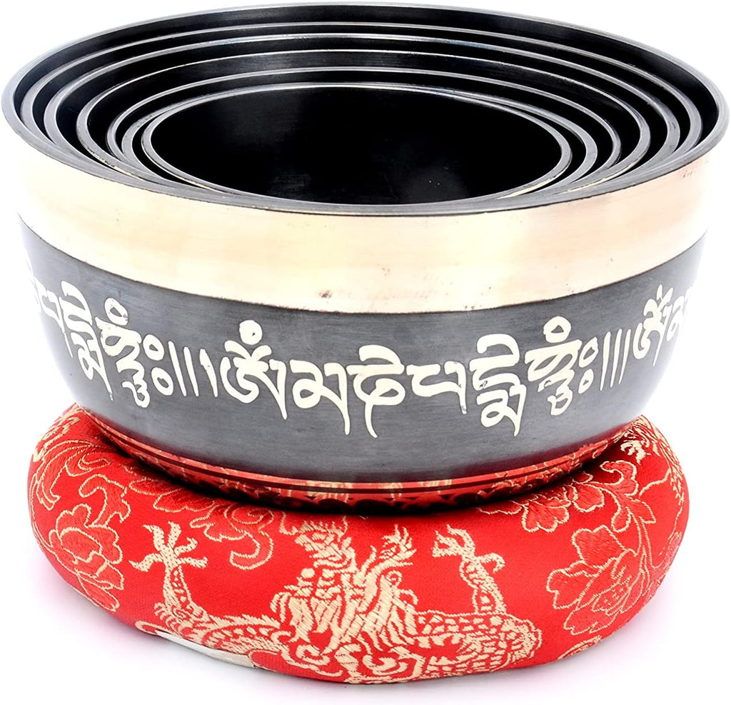 THE NEPAL Klangschalen-Sets von 7 Handgefertigte tibetische Chakra-Heilklangschale für Meditation, Klang, Frieden, Achtsamkeit, Yoga, sieben Chakra-Schalen