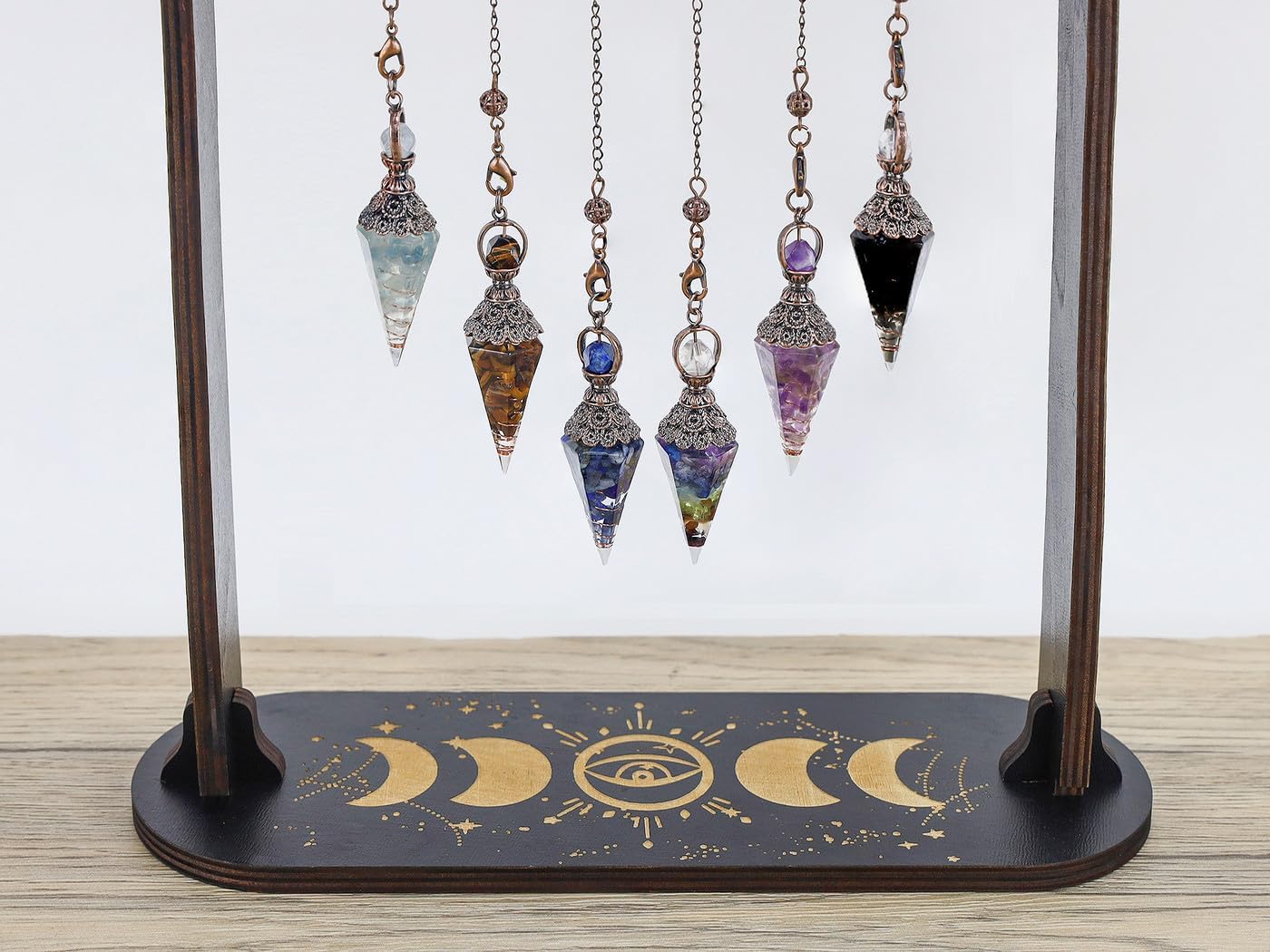 Harz Aquamarin Pendulum Edelstein Pendel Kristall, Heilsteine Natürliches Sechseckiges Edelstein Kristall Ornamente für Hexerei Zeremonie, Wahrsagen, Reiki Heilung und Esoterik Geschenke