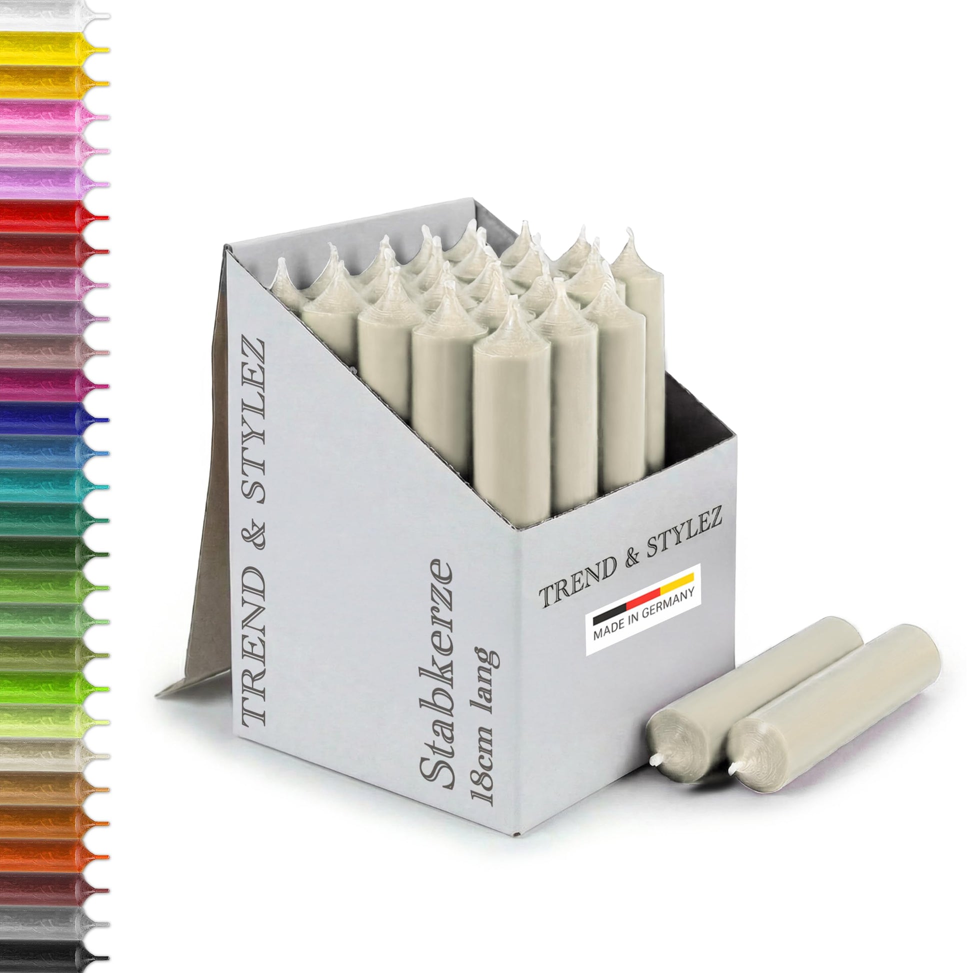 25 Stabkerzen 180mm x 22mm | Durchgefärbte Spitzkerzen | 8+ Stunden Brenndauer | Made in Germany - Ohne Tropfen & Rußen | RAL-Zertifizierte Tafelkerzen unparfümiert (Grün)