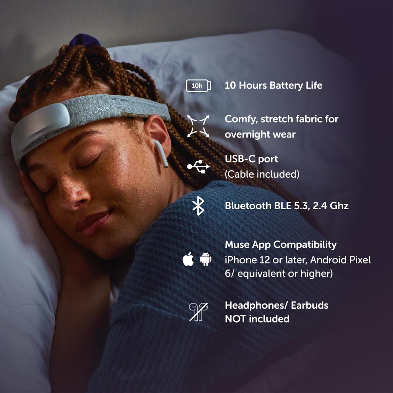 Muse S Athena: The Brain Sensing Headband - Deep Sleep Boost, Sleep Assist and Tracking - Neurofeedback Devices for Meditation Tracking & Monitoring with EEG and fNIRS Sensors - Carbon (Dark Grey)