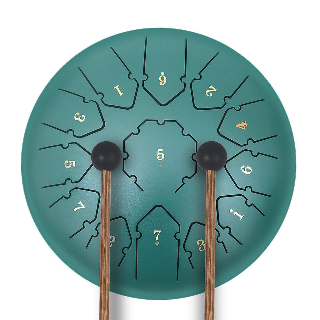 KUD Steel Tongue Drum, 12 Zoll 13 Tone C-Dur Zungentrommel Ätherische Trommel Stahl Handpan Drum Schlagzeug Instrument mit Trommelschlägeln Tragetasche für Meditation Yoga Klangheilung