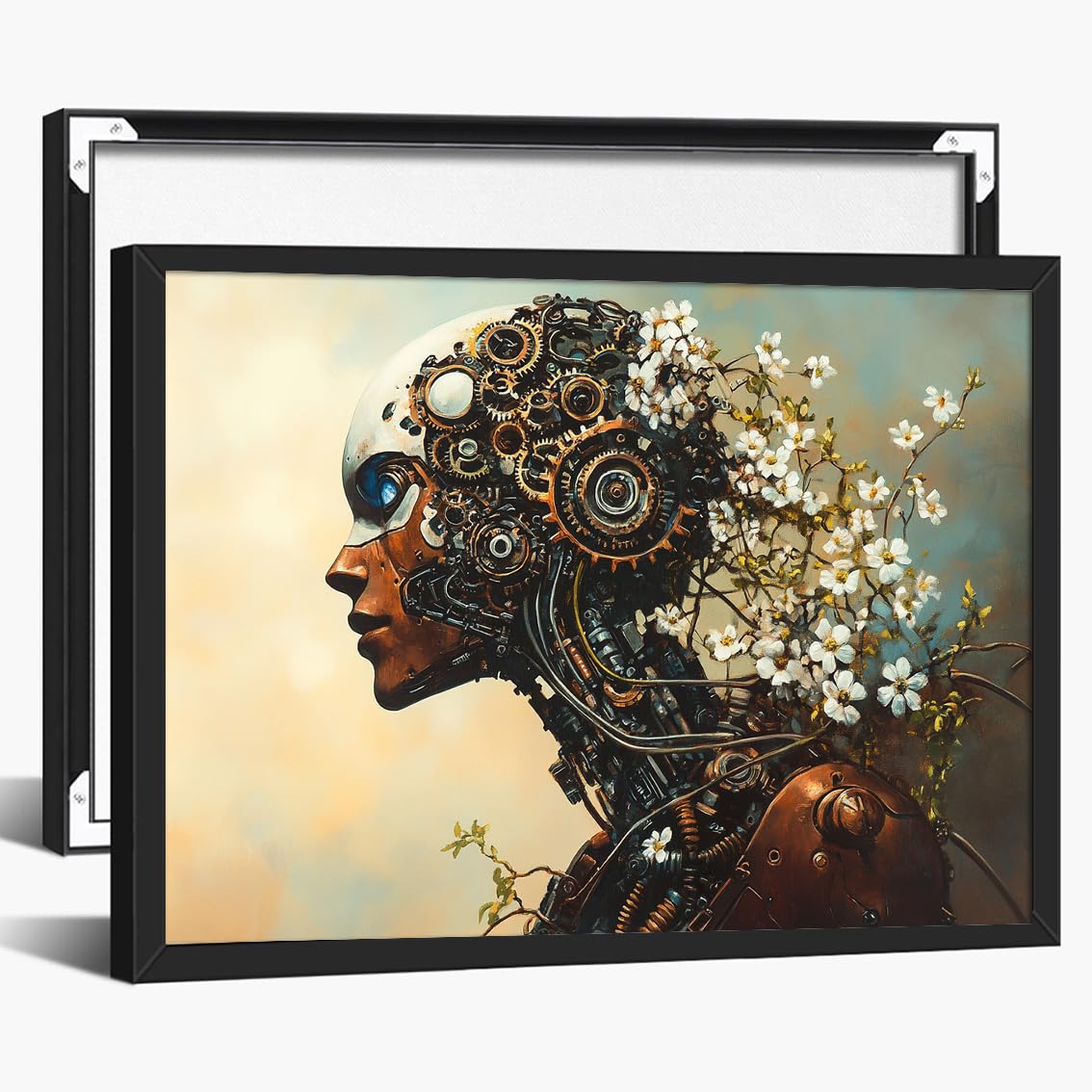 Steampunk Airship Canvas Wall Art Vintage Cityscape Illustration with Metallic Airship and Ornate Buildings Fantasy Sci-Fi Print for Office Lounge Studio Posters 11x14in Unframed