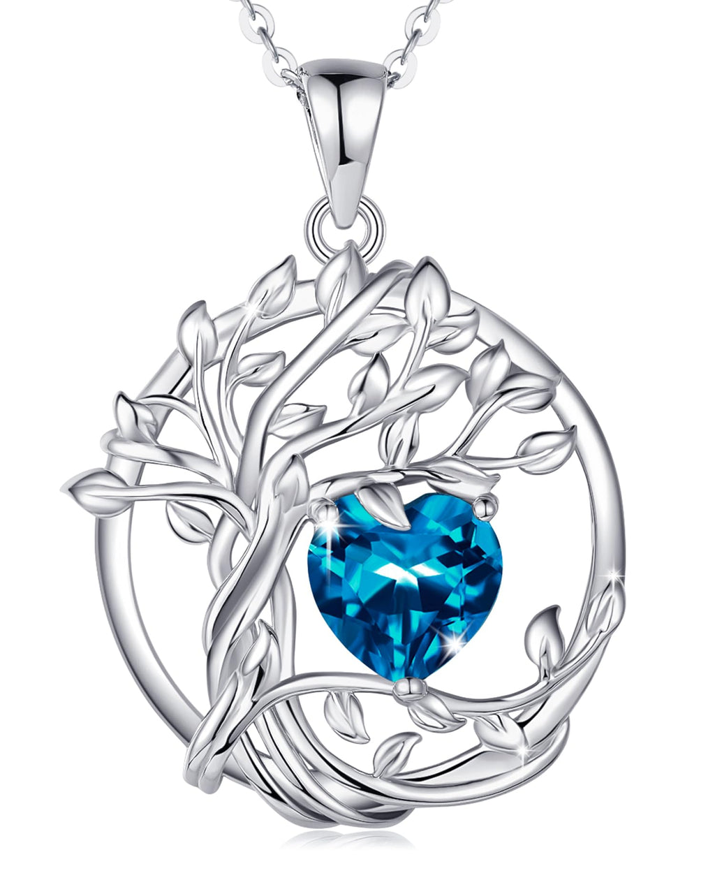 FANCIME Tree of Life Baum des Lebens Geburtstein Halskette Sterling Silber Anhänger Geburtstein Kette Edelstein Jahrestag Geburtstag Schmuck Weihnachten Geschenke für Damen Mama Ihre Frau