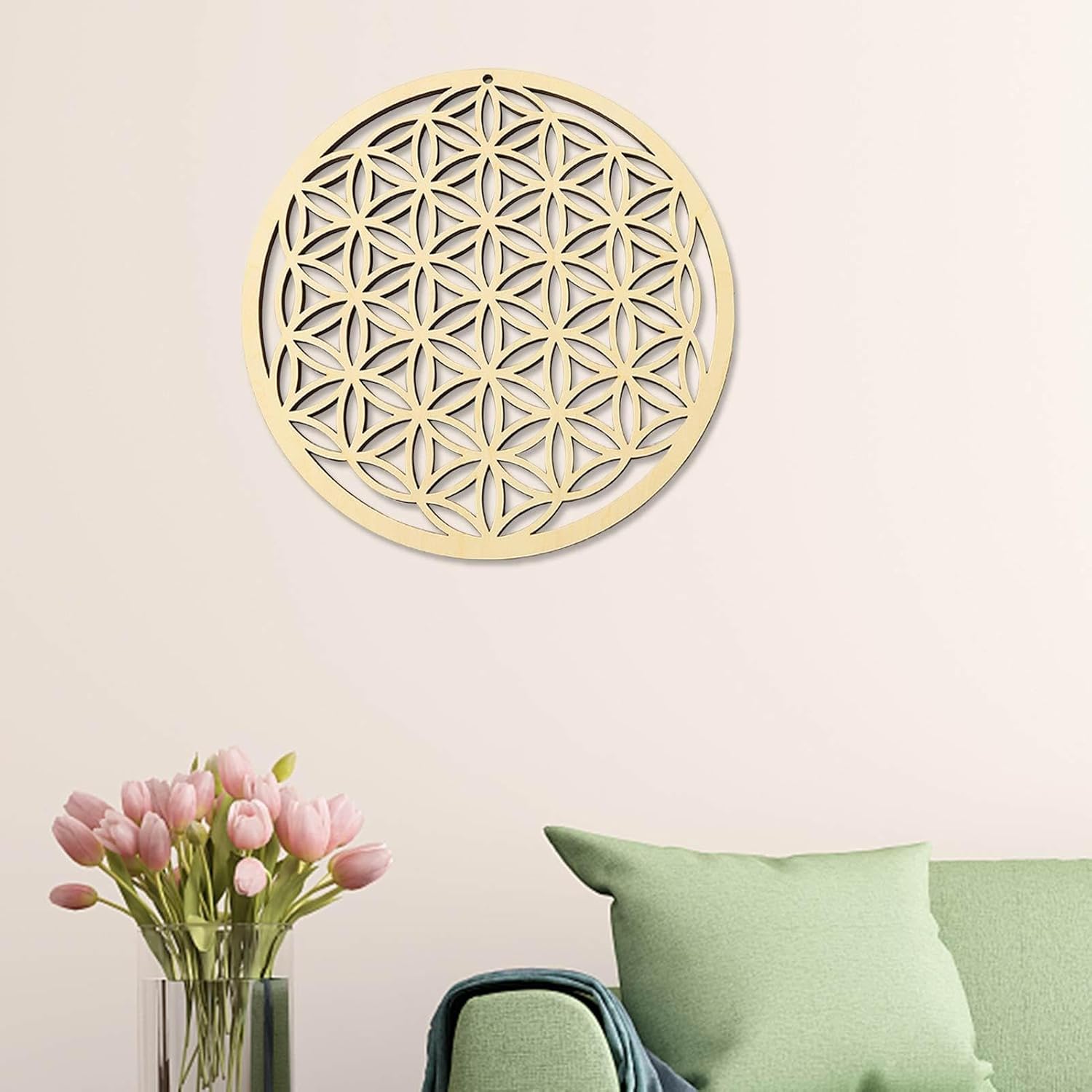 Wooden Grid Wall Art with Sacred Geometry, Chaakra Grid, Wall Art with High-Quality Sacred Geometry of Life, Spiritual Decoration