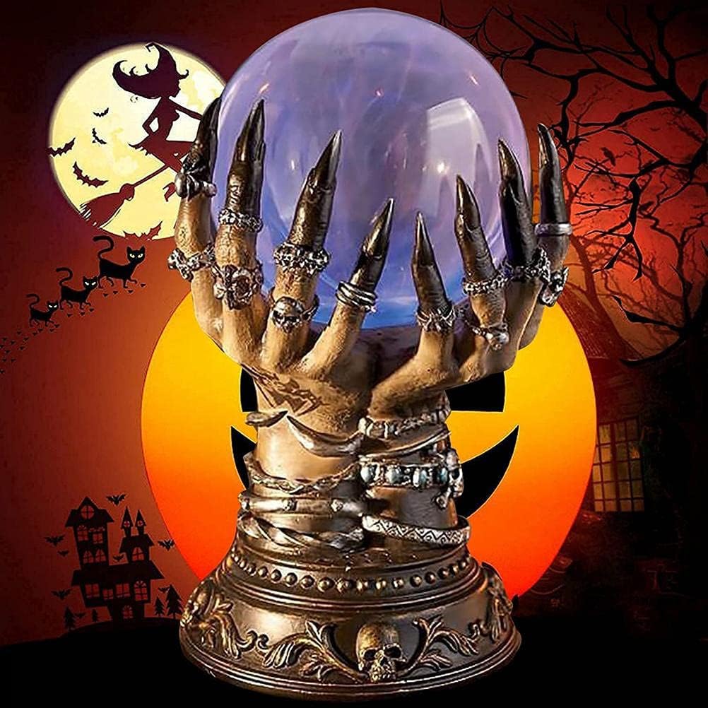 GDZTBS Halloween Kristallkugel Hexe Himmlische Kristallkugel Berührungsempfindliche Glas Blitzkugel Magische Kristallkugel Blinkende Kristallkugel für Halloween Dekoration