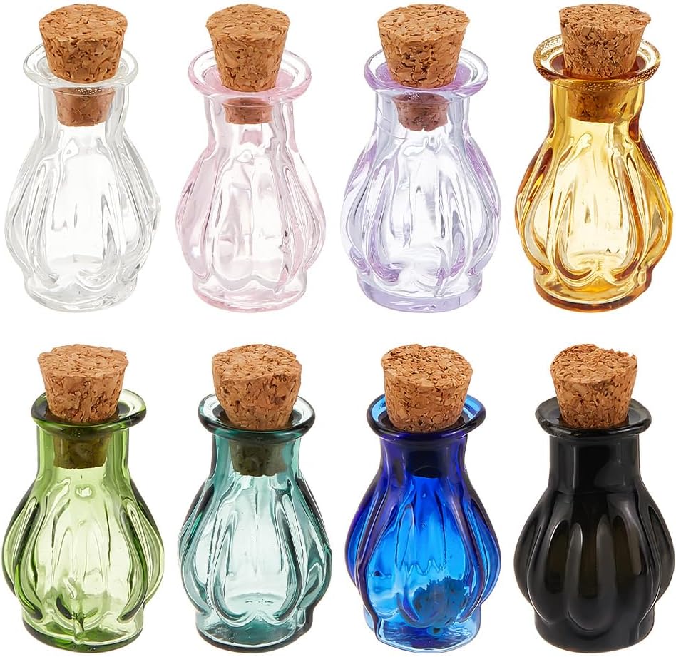PH PandaHall 8 farbige Kleine Zaubergläser 8 Farben Mini Glasflaschen Niedliche Wunschflaschen Mit Korkstopfen Miniatur Flasche Für Party Hochzeit DIY Dekoration Schmuckherstellung