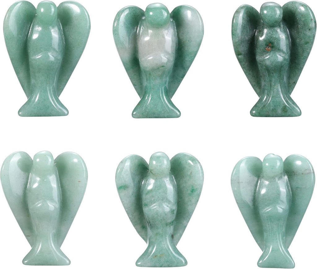 CrystalTears 4 pcs Engel Figuren Edelsteine Engel Deko Set 4cm Schutzengel zum Mitnehmen Talisman Sammlerfiguren(Rosenquarz+ Tigeraugen+ grüner Aventurin+Bergkristall)