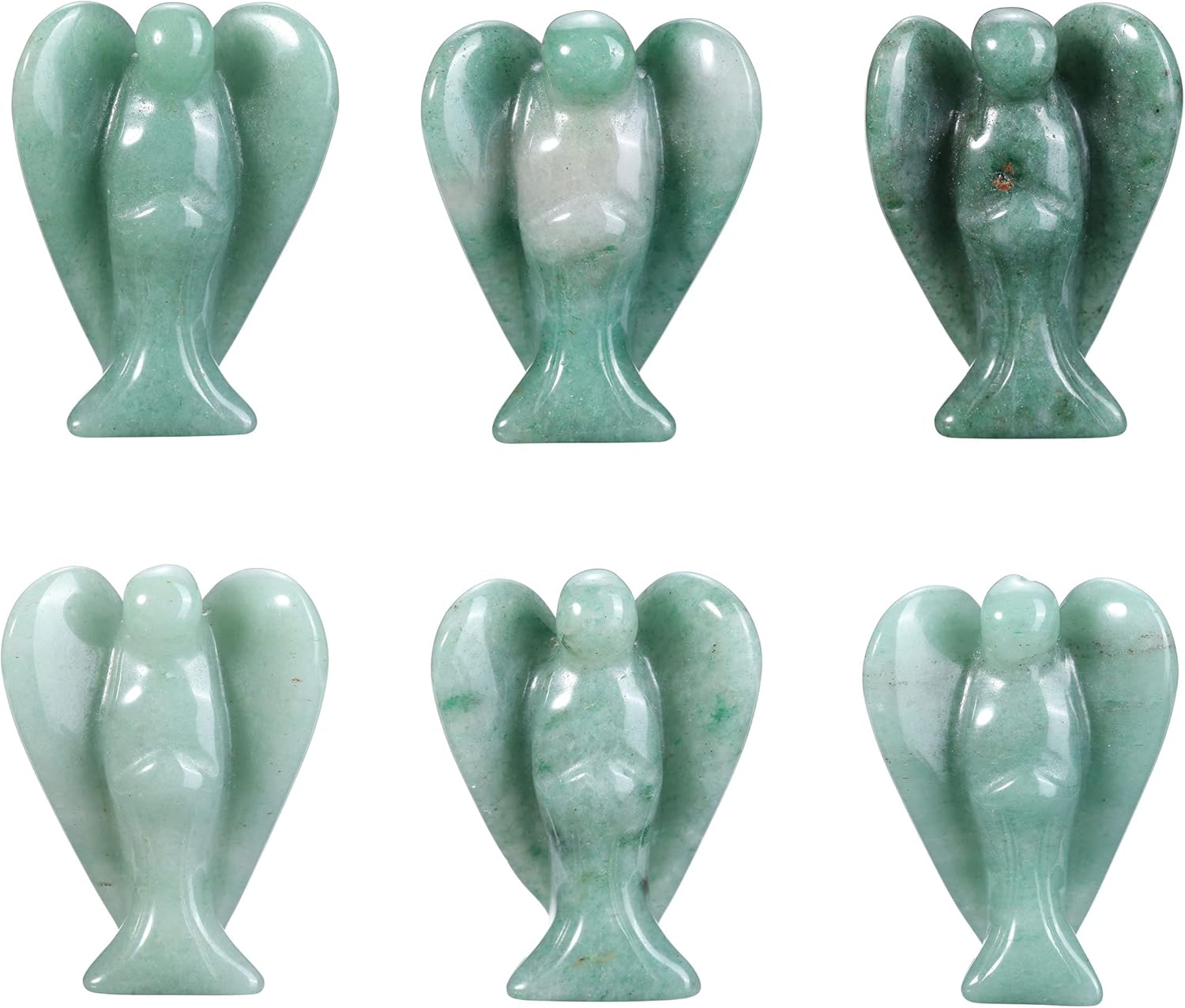 CrystalTears 4 pcs Engel Figuren Edelsteine Engel Deko Set 4cm Schutzengel zum Mitnehmen Talisman Sammlerfiguren(Rosenquarz+ Tigeraugen+ grüner Aventurin+Bergkristall)