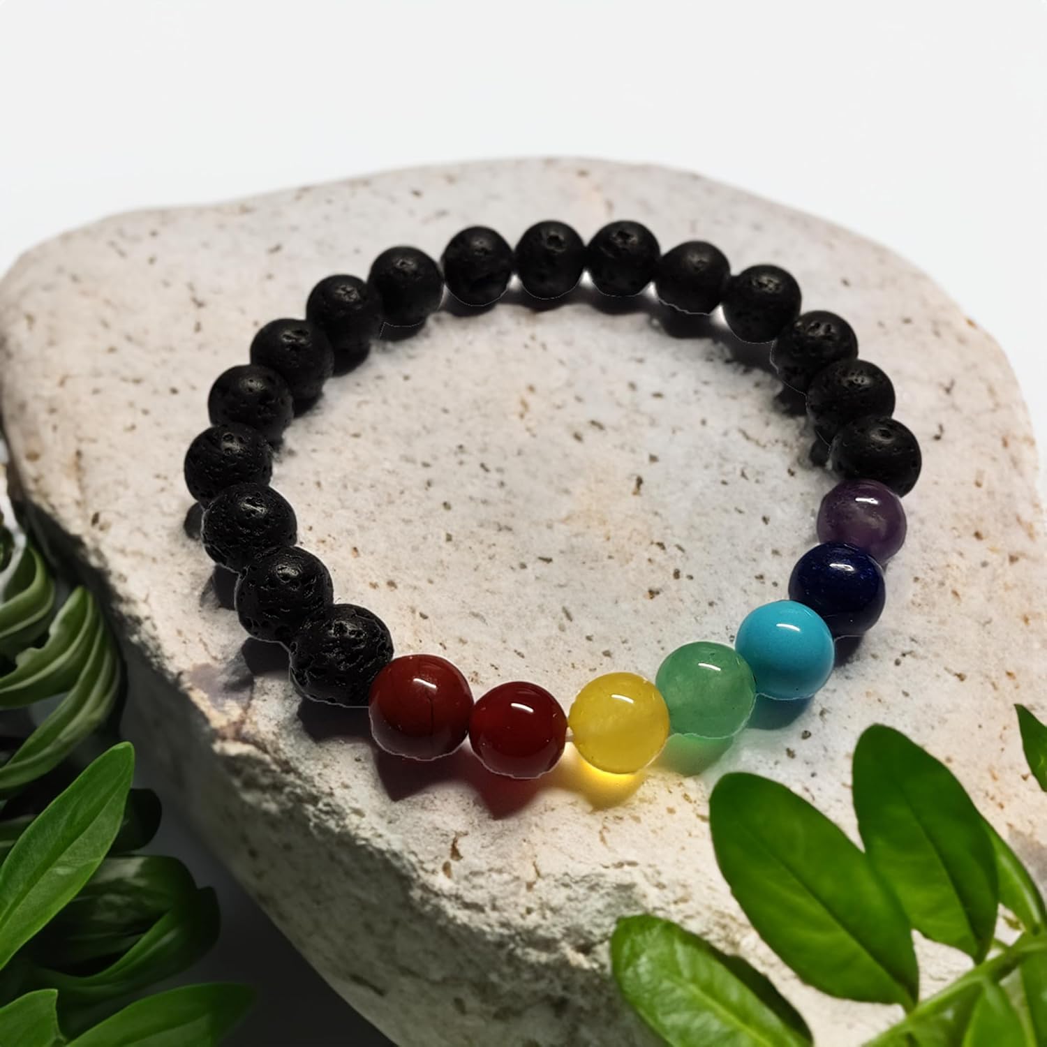 Zenith Gaia Premium Chakra Steine Set mit Armband – Handgefertigte 7 Edelsteine – Natursteine in edler Holzbox – Chakra Heilsteine Set für spirituelles Gleichgewicht und Energiearbeit - Worry Stones
