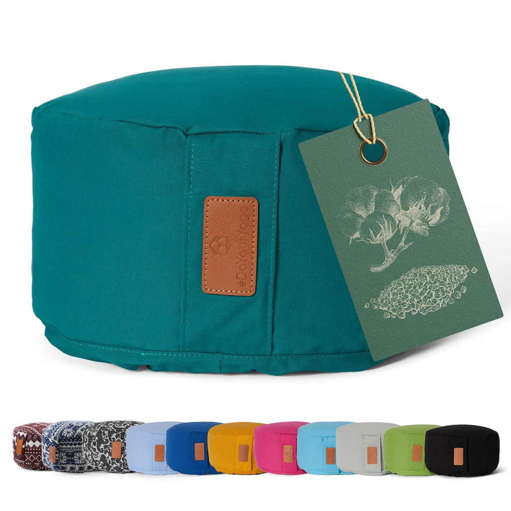 rundes Yogabolster 30cm x 15cm | Waschbarer Bezug |gefüllt mit Bio-Dinkelspelz (KBA) oder Bio-Buchweizenschalen (KBA) | Yoga Kissen für Yin Yoga & Meditation
