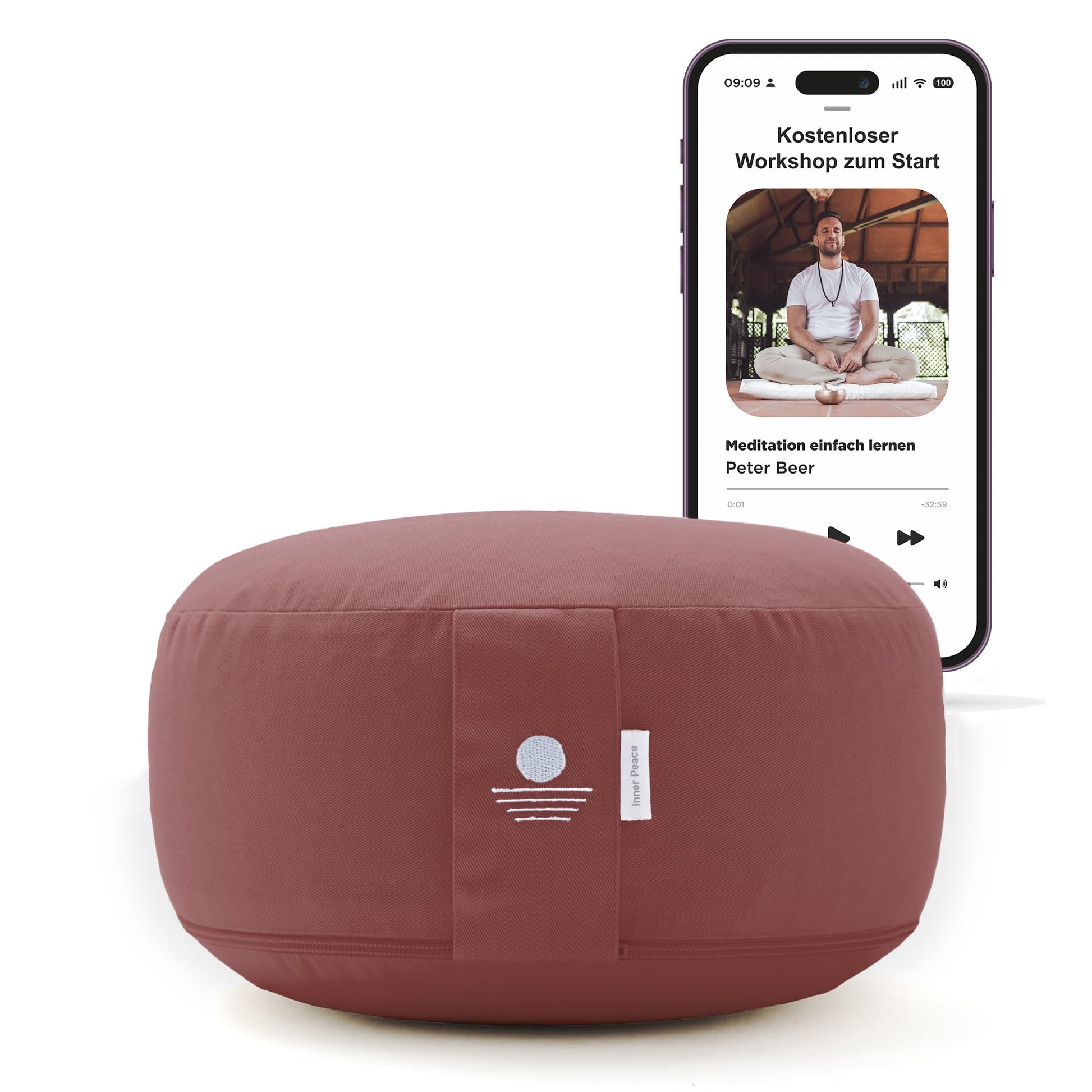 Inner Peace Yogakissen Meditationskissen aus 100% Bio Baumwolle und mit Bio Dinkelfüllung | Yogakissen Rund, Yoga Sitzkissen, Yogakissen Meditationskissen, Sitzkissen Yoga, Meditation Cushion