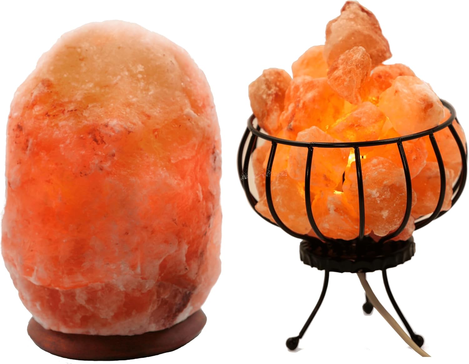 HAF Salt lamp metal basket / fire basket with salt chunks salt stones real natural salt from the mountain provides a nice feel-good atmosphere in the room thanks to its pleasant warm light