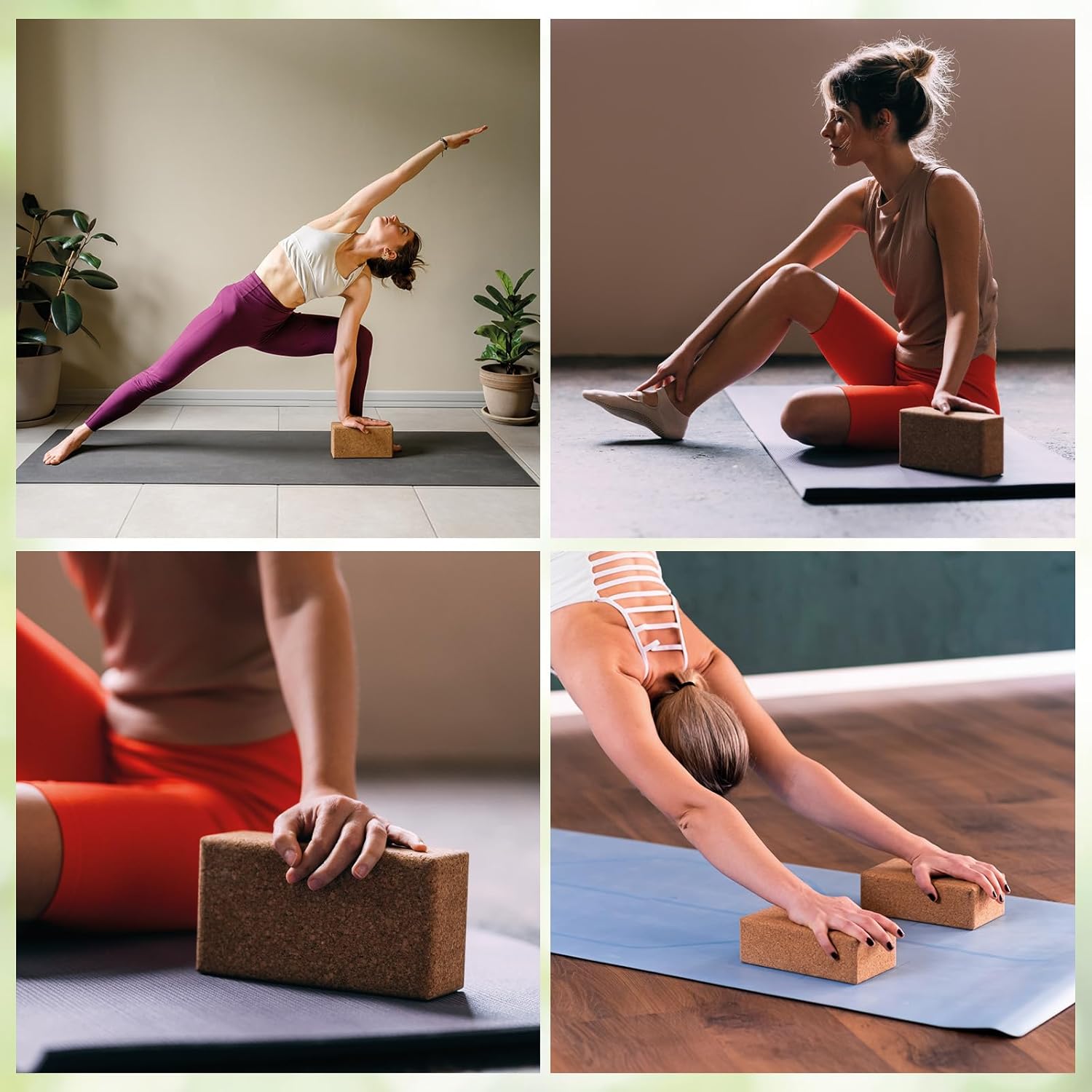 ALPIDEX Yogablock 2er oder 4er Set inkl. E-Book mit 100 Übungen Ökologisch Nachhaltig Naturkork aus Portugal Korkblock Yoga Pilates | 7 Jahre Garantie auf Material*