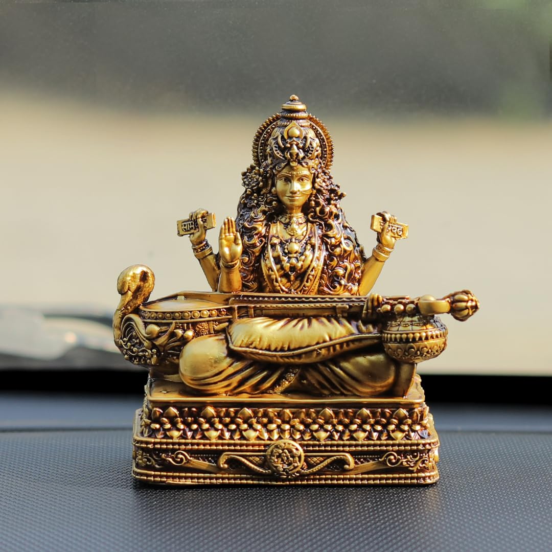 Artarium Kali MATA Statue 4 Inch Antique Gold Finish, Kali Maa Idol, Hindu Goddess Murti for Car Dashboard, Home Temple, Pooja Mandir, Office Desk, Meditation Altar & Spiritual Gift