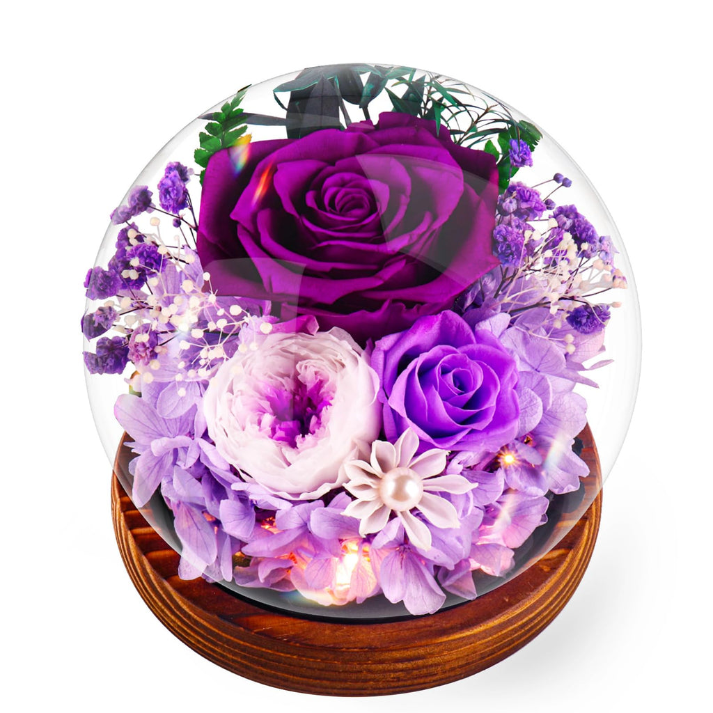 Ewige Rose Engel Geschenke für Mama, Ewige Rose in Engel Glaskuppel für Sie, Infinity Rosen Konservierte Blumen Handgemachte, Engelsfigur aus Glas, Geschenk für Frauen Mutter Oma Großmutterk