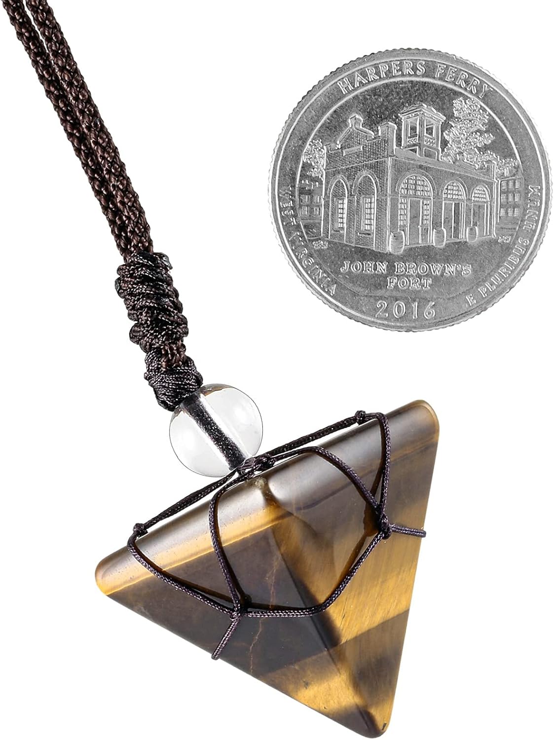 KYEYGWO Stein Pyramide Anhänger für Damen und Herren, Kristall Quarz Spitze Heilung Halskette mit Einstellbare Nylonseil, Reiki Edelstein Pendel Kette Mode Schmuck für Amulett Glücksbringer