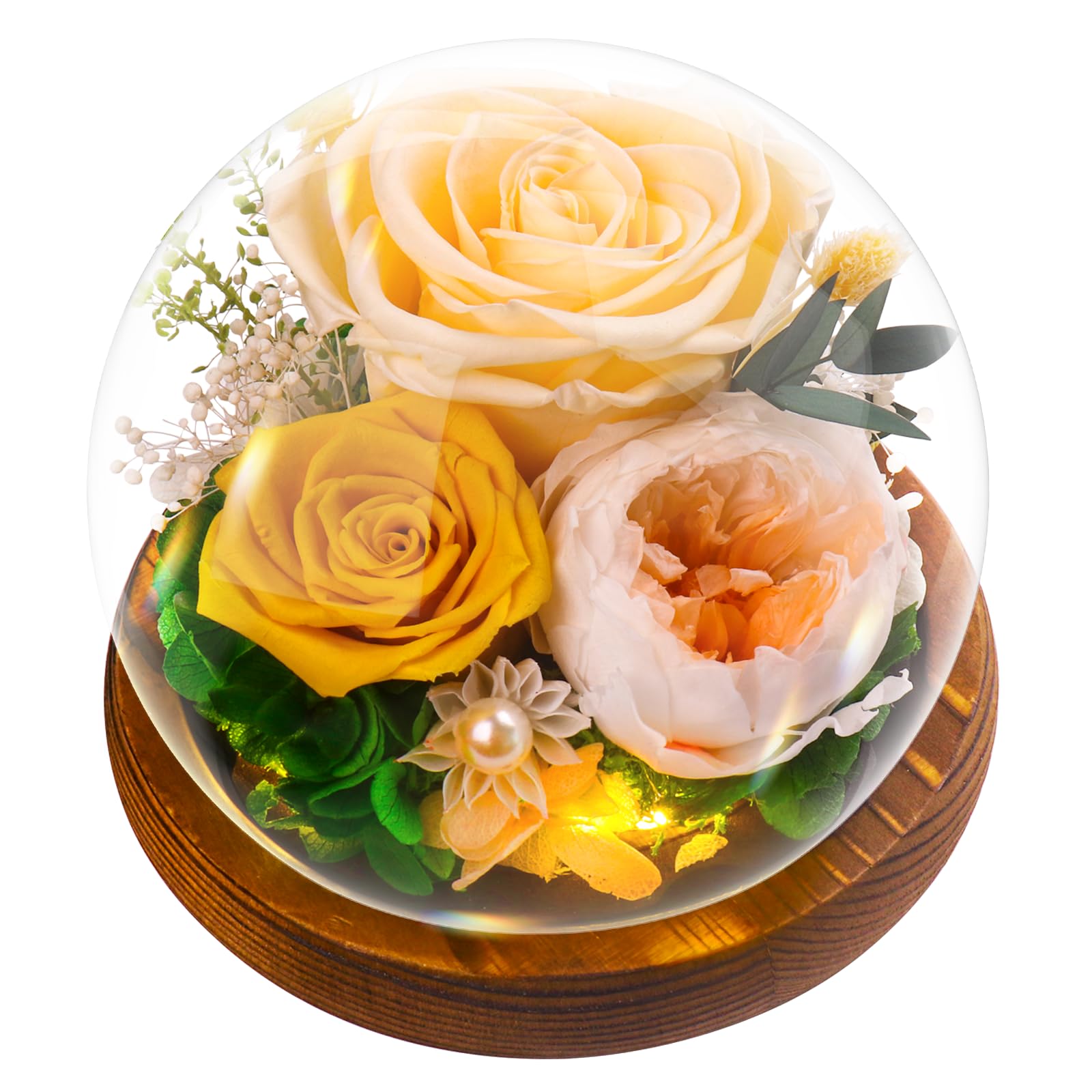 Ewige Rose Engel Geschenke für Mama, Ewige Rose in Engel Glaskuppel für Sie, Infinity Rosen Konservierte Blumen Handgemachte, Engelsfigur aus Glas, Geschenk für Frauen Mutter Oma Großmutterk