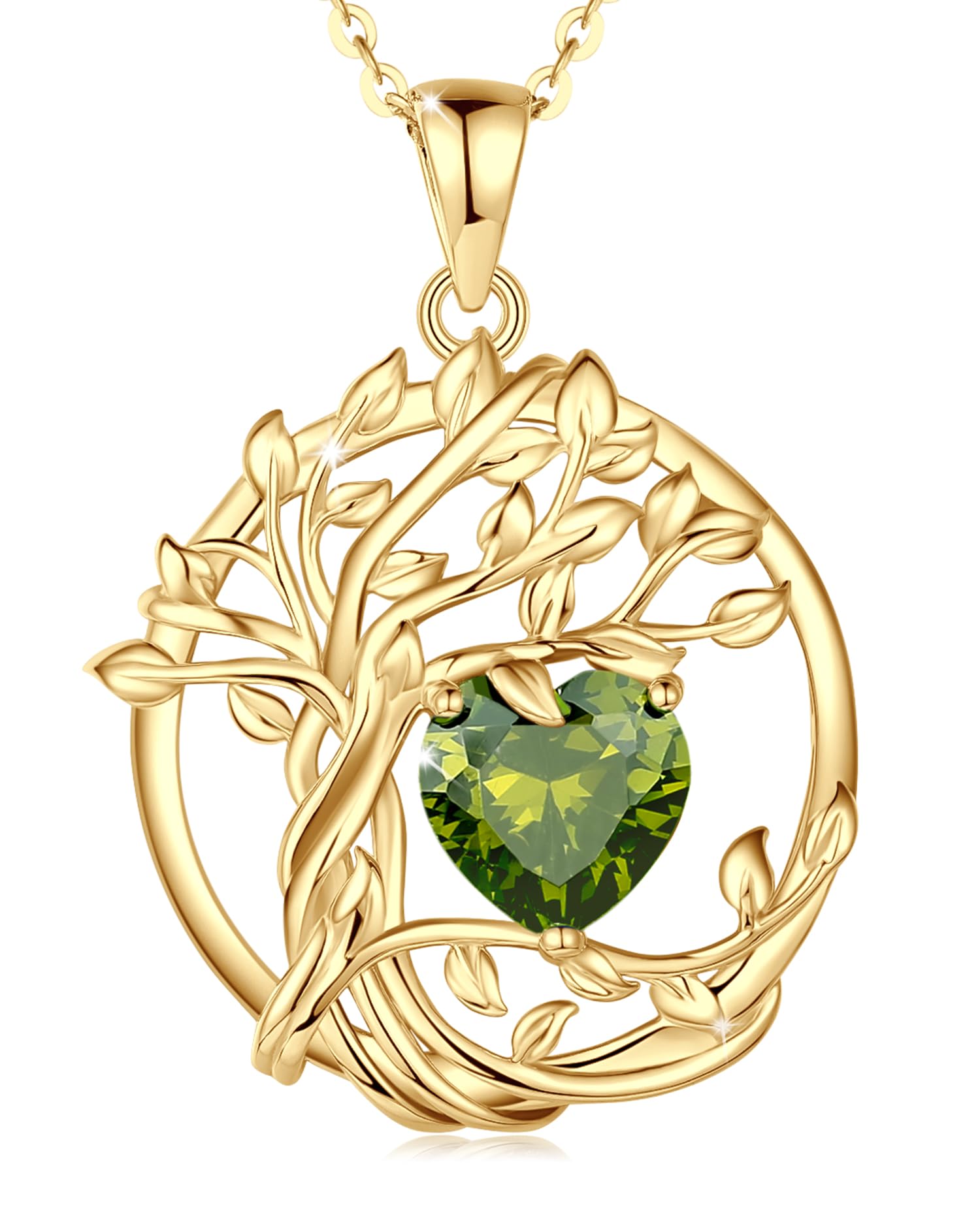 FANCIME Tree of Life Baum des Lebens Geburtstein Halskette Sterling Silber Anhänger Geburtstein Kette Edelstein Jahrestag Geburtstag Schmuck Weihnachten Geschenke für Damen Mama Ihre Frau