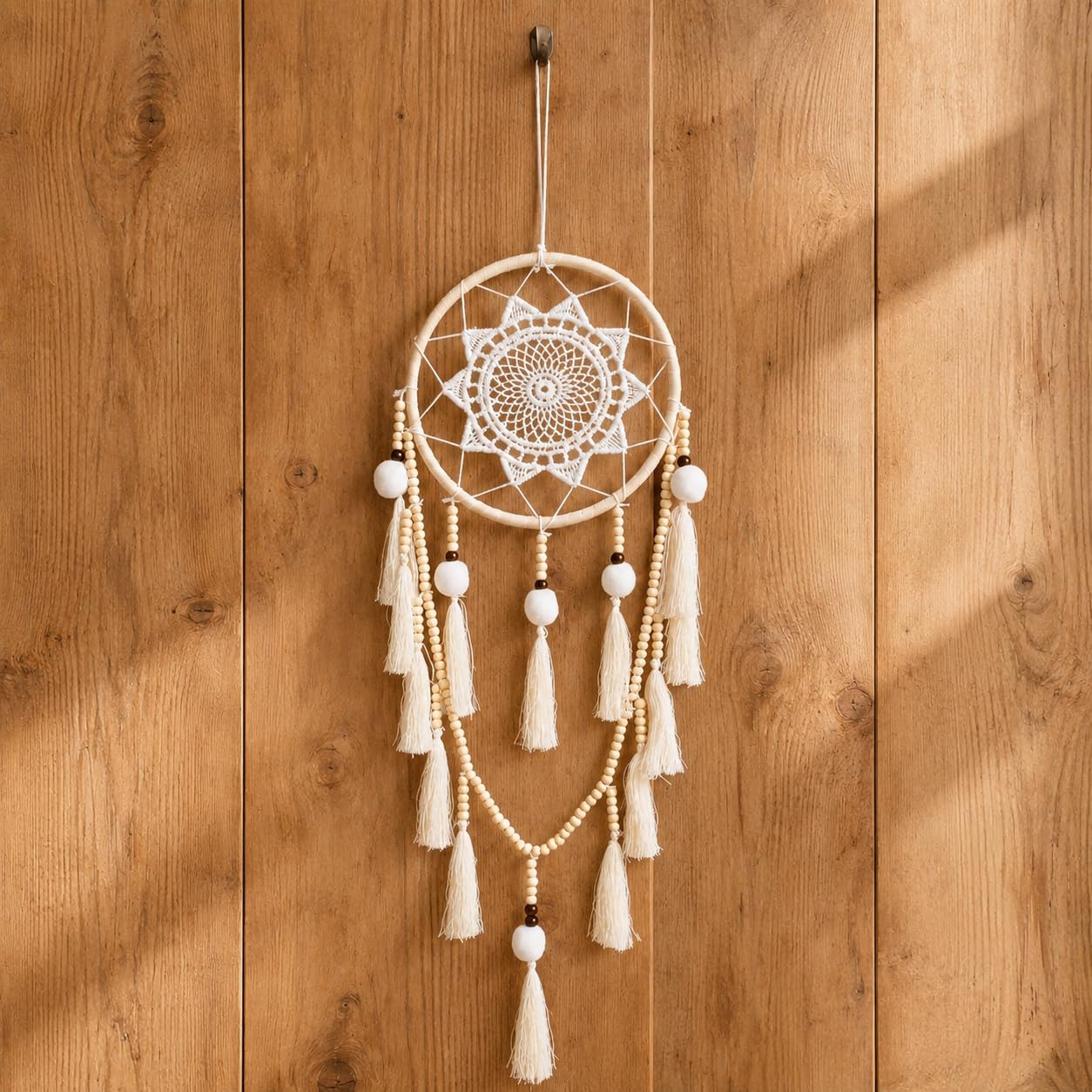 Artilady Macrame Dream Catcher Wall Hanging, White Large Boho Bedroom Decor