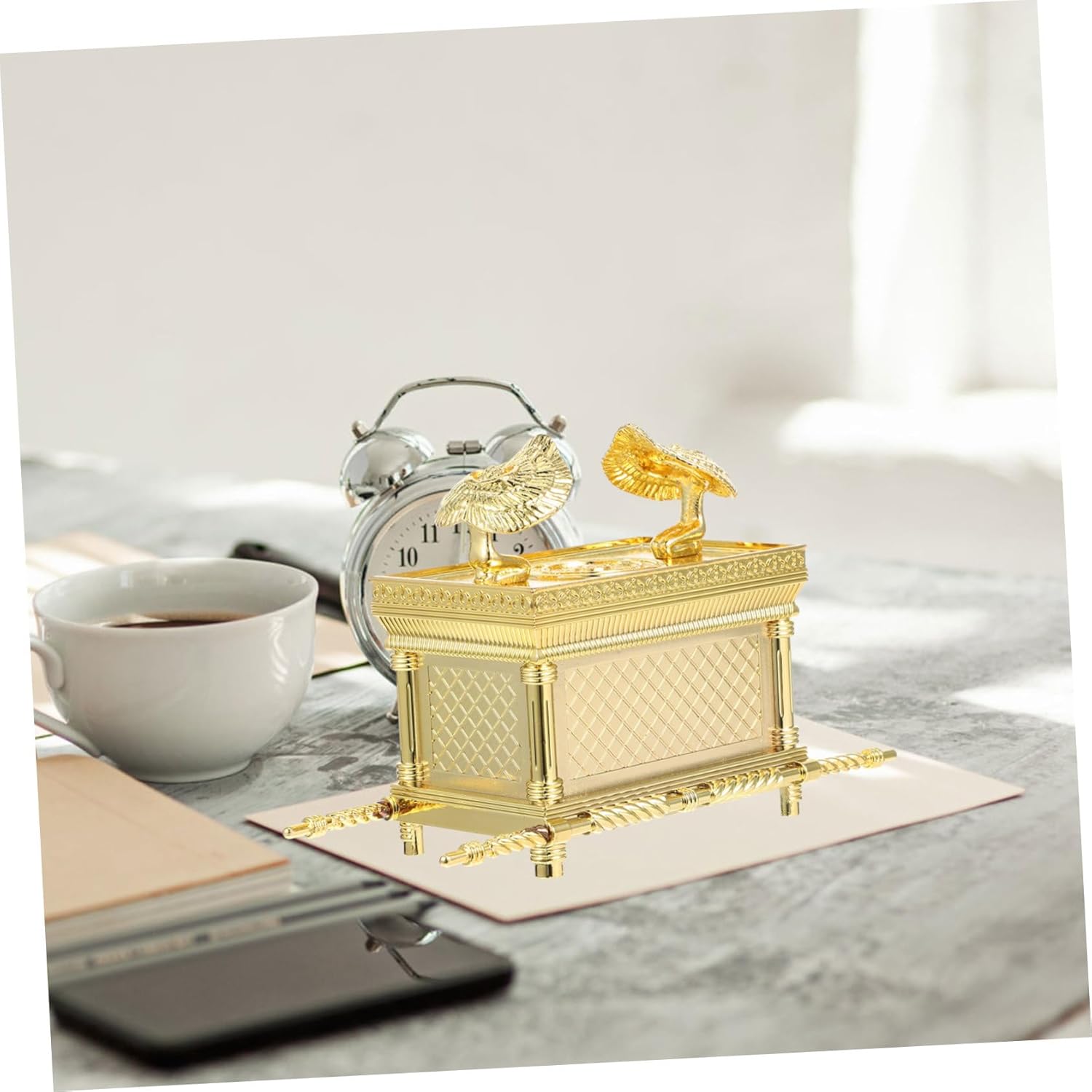 Luxshiny Ark of the Covenant Ornaments Religious Figures Ark Model Prop Religious Party Decorations Sculpture Judaica Zinc Alloy