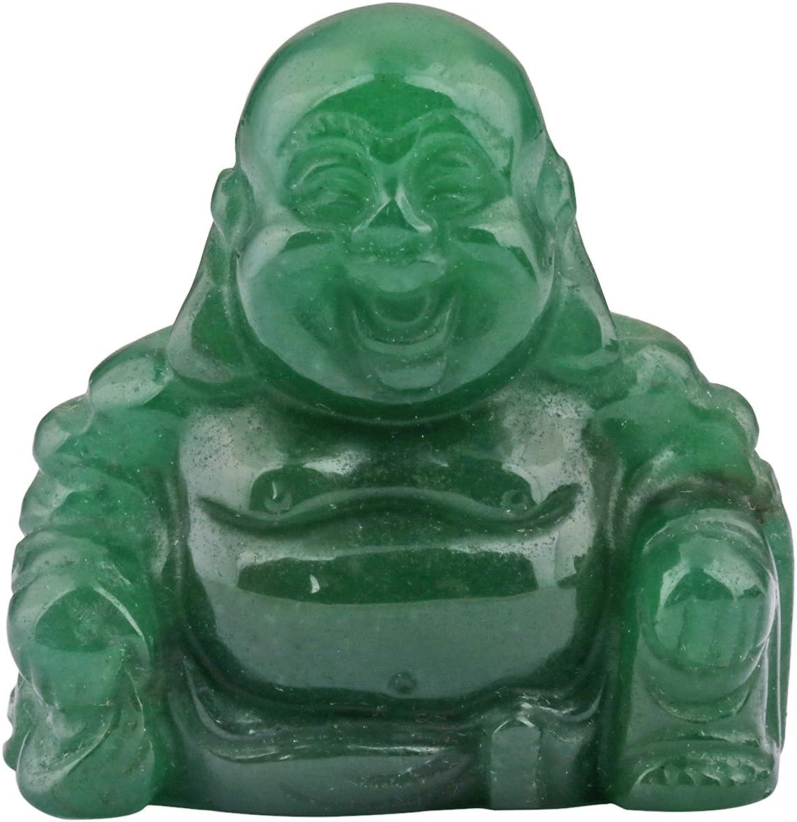Nupuyai Green Aventurine Laughing Buddha Figure Gemstone Crystal Lucky Buddha Healing Stone Feng Shui Decoration