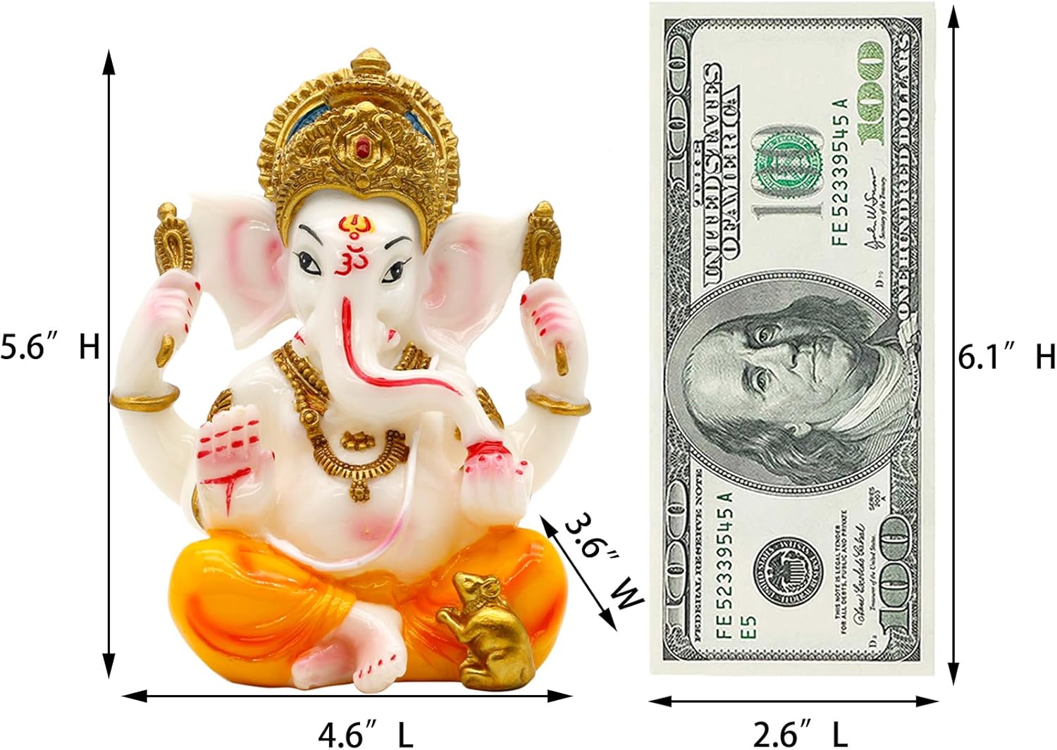 Hindu Lord Ganesha Idol - India God Ganesha Statue Diwali Gifts Indian Puja Items Home Temple Mandir Pooja Decor Car Decor Indian Wedding Diwali Birthday Gifts Yoga Room Altar