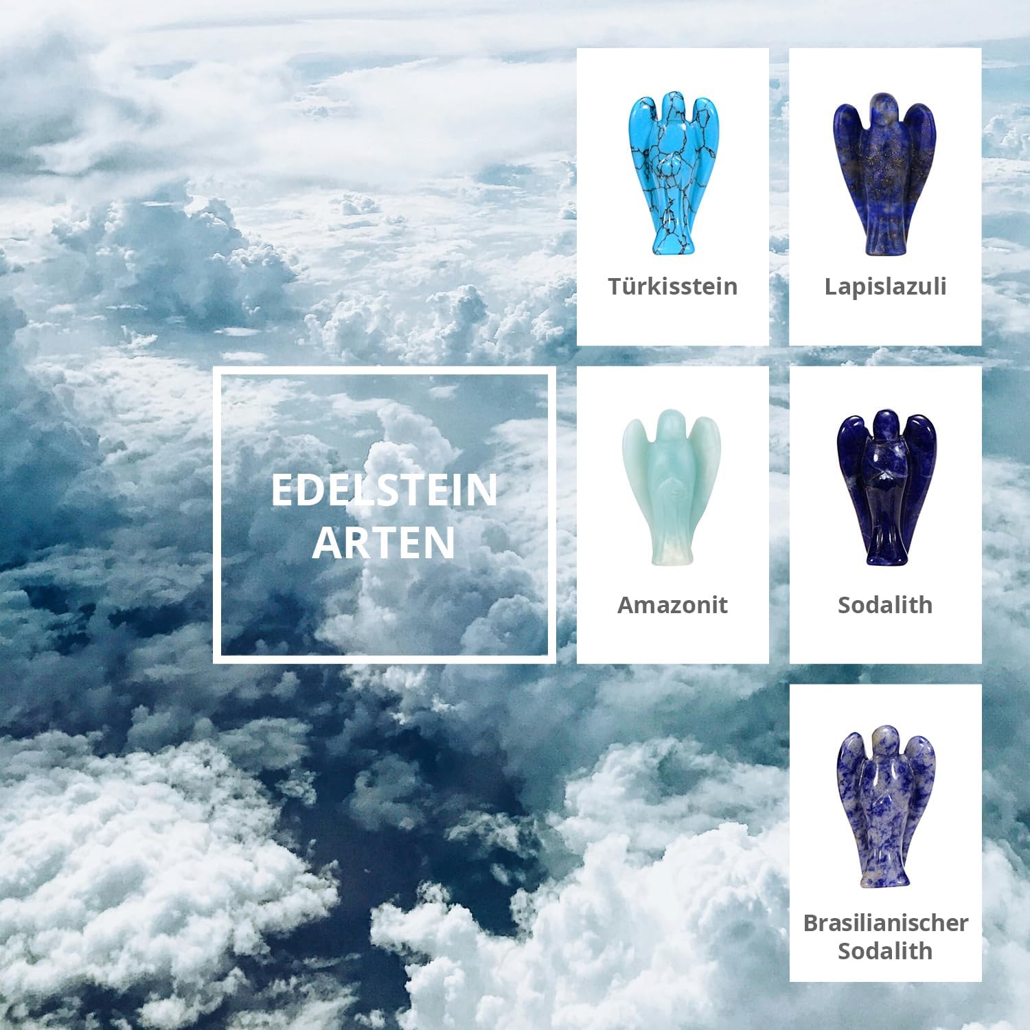 Morella Edelstein Dalmatinerjaspis Engel Glücksbringer Schutzengel zum Mitnehmen 3,5 cm in Samtbeutel