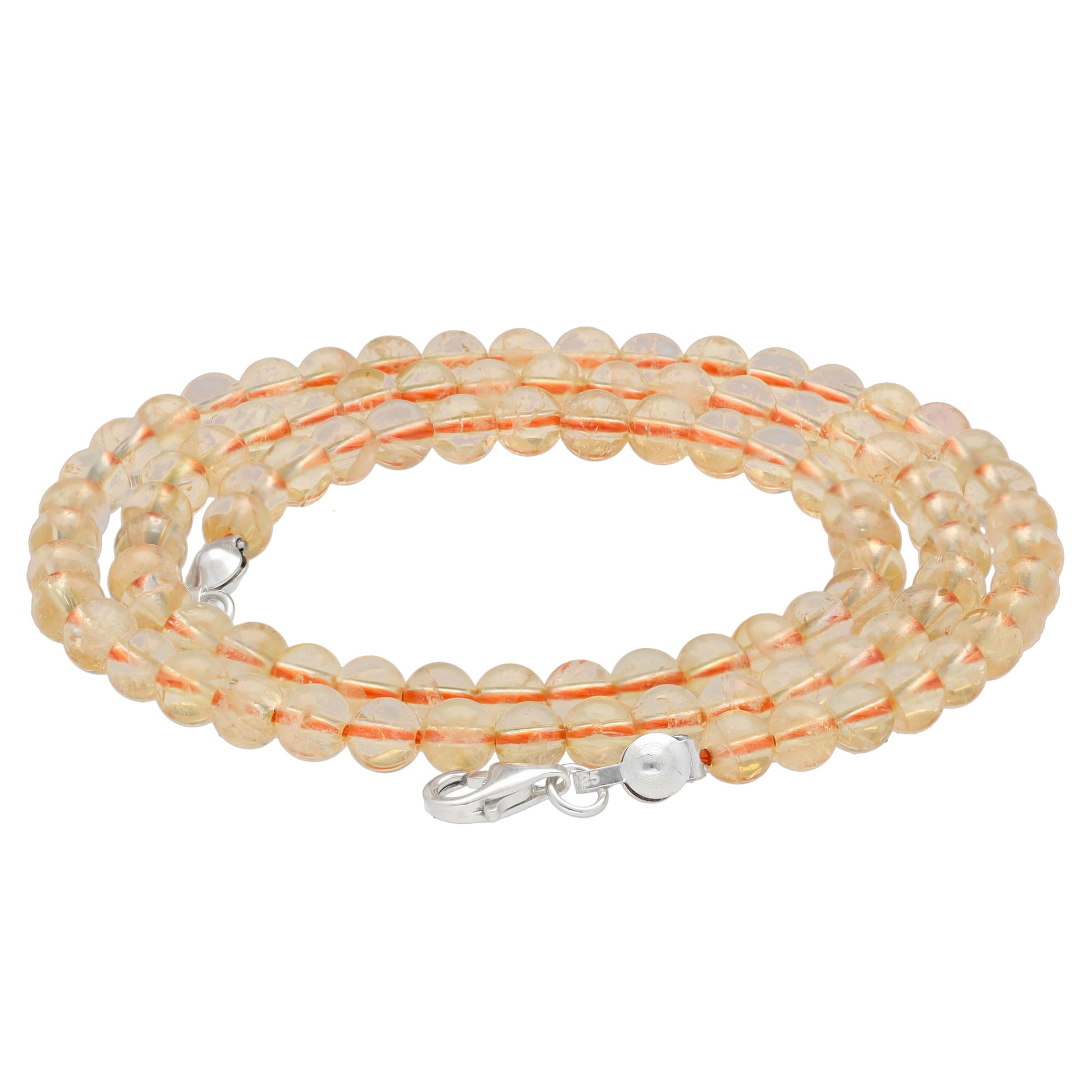 Lebensquelle Plus Edelstein Kugelkette + 925 Silber Verschluss | Ø 4mm Kugeln Karabinerverschluss 45cm lang | Hochwertige Kette