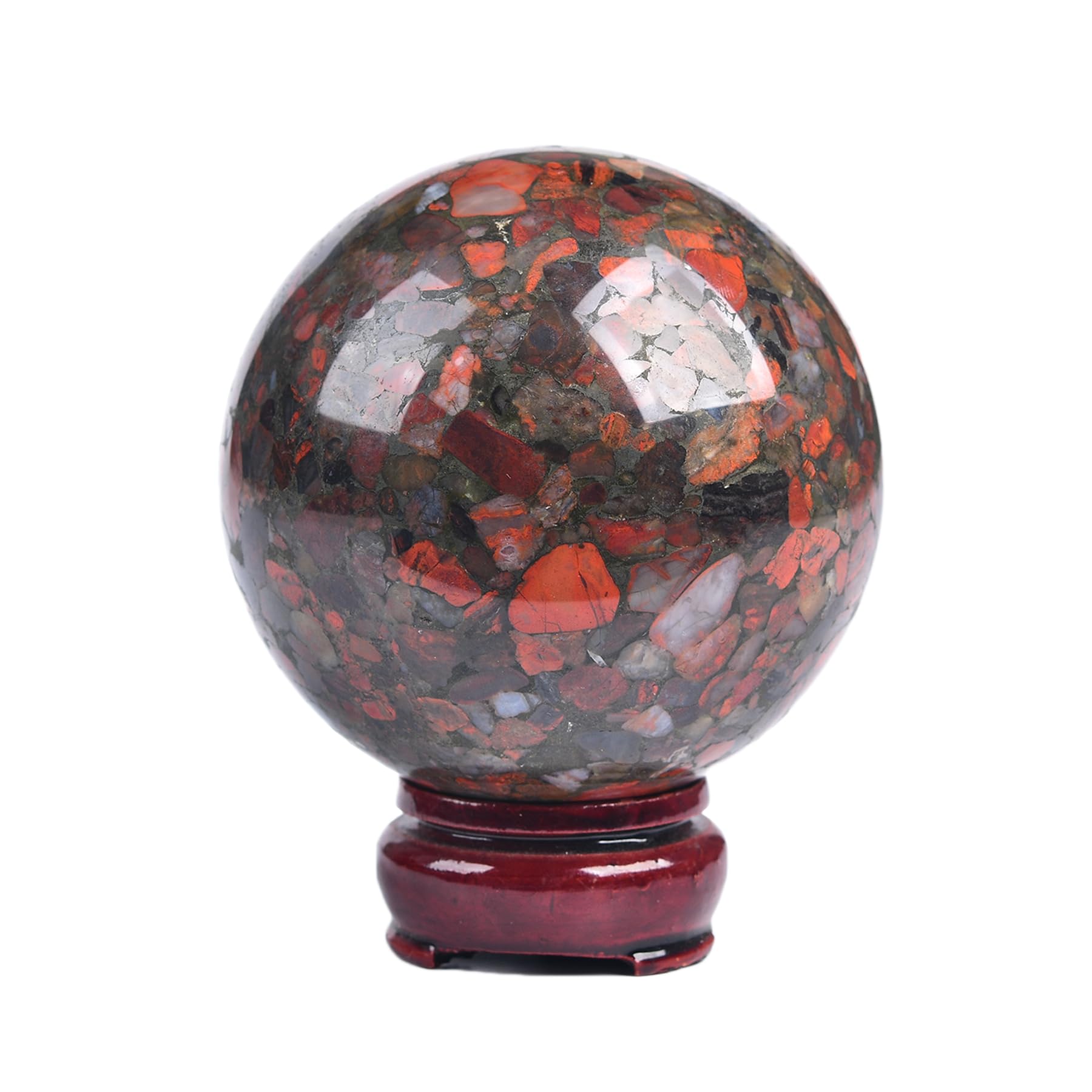 JIC Gem Large Crystal Ball with Stand Pietersite Crystal Ball Gemstone Decorative Ball for Home Decoration Altar Reiki Feng Shui Crystal Gift 80-90mm