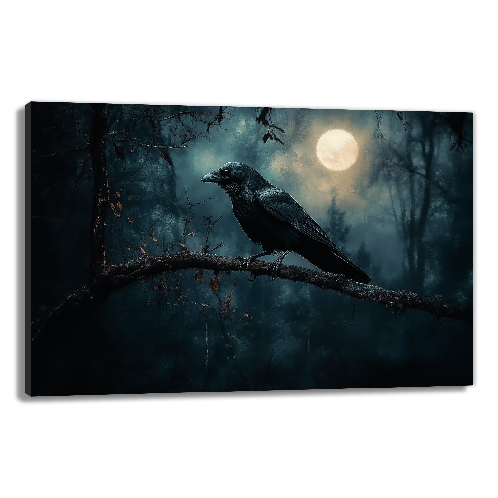 OAAPITI Halloween Decor Vintage Crow Wall Art Retro Art Poster Creepy Raven Picture Print Horrid Cemetery Painting Artwork Home Wall Decor(Artwork-4,12"x18")