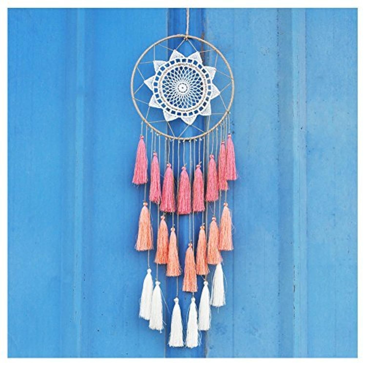 Artilady Macrame Dream Catcher Wall Hanging, White Large Boho Bedroom Decor