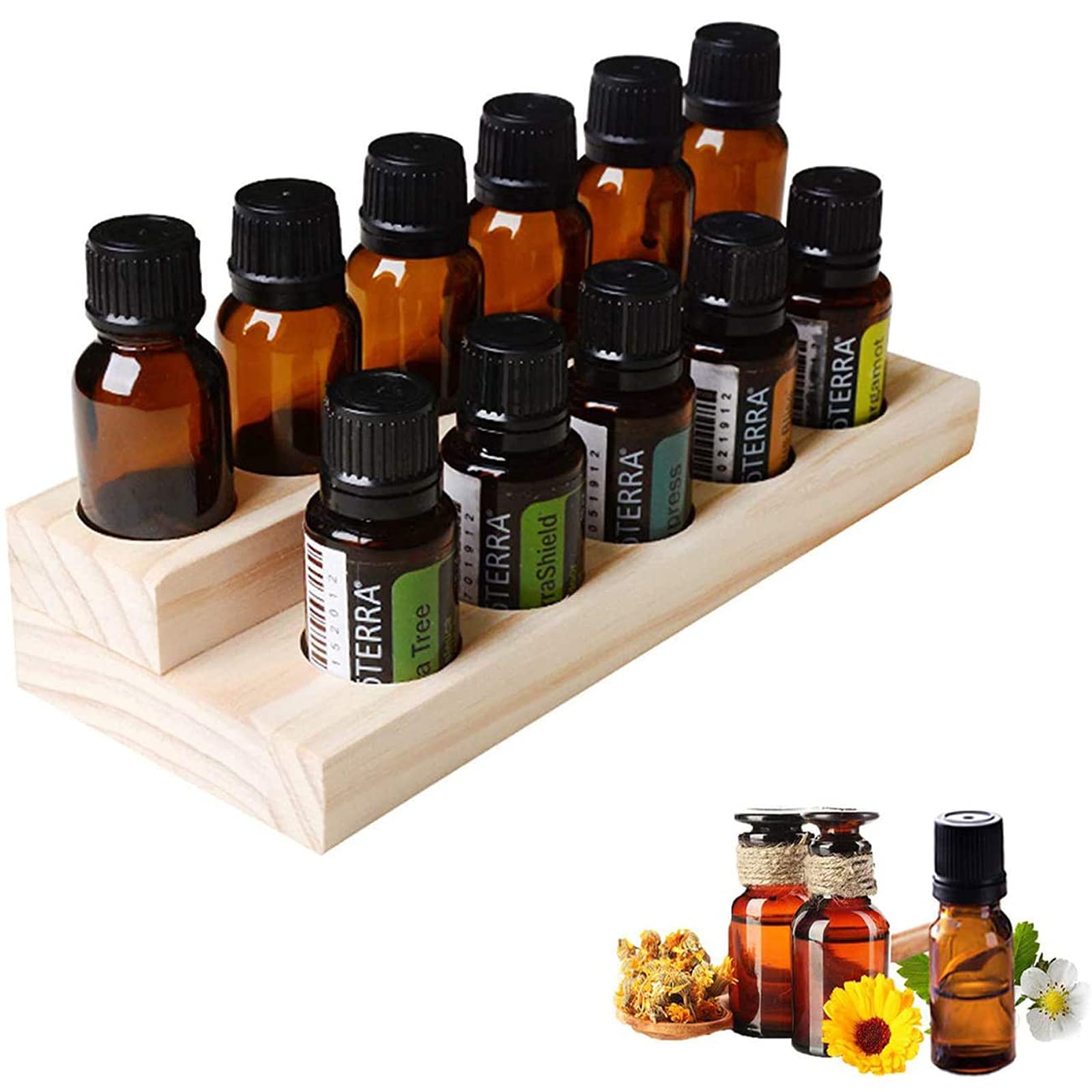 Ätherisches Öl Display Ständer, 6 Löcher Aromatherapie Öle Hölzern Tragen Gestell Halter Organisator Multifunktions Geschenk für Nagellack, Duftöle, Lippenstift, Parfümlagerung