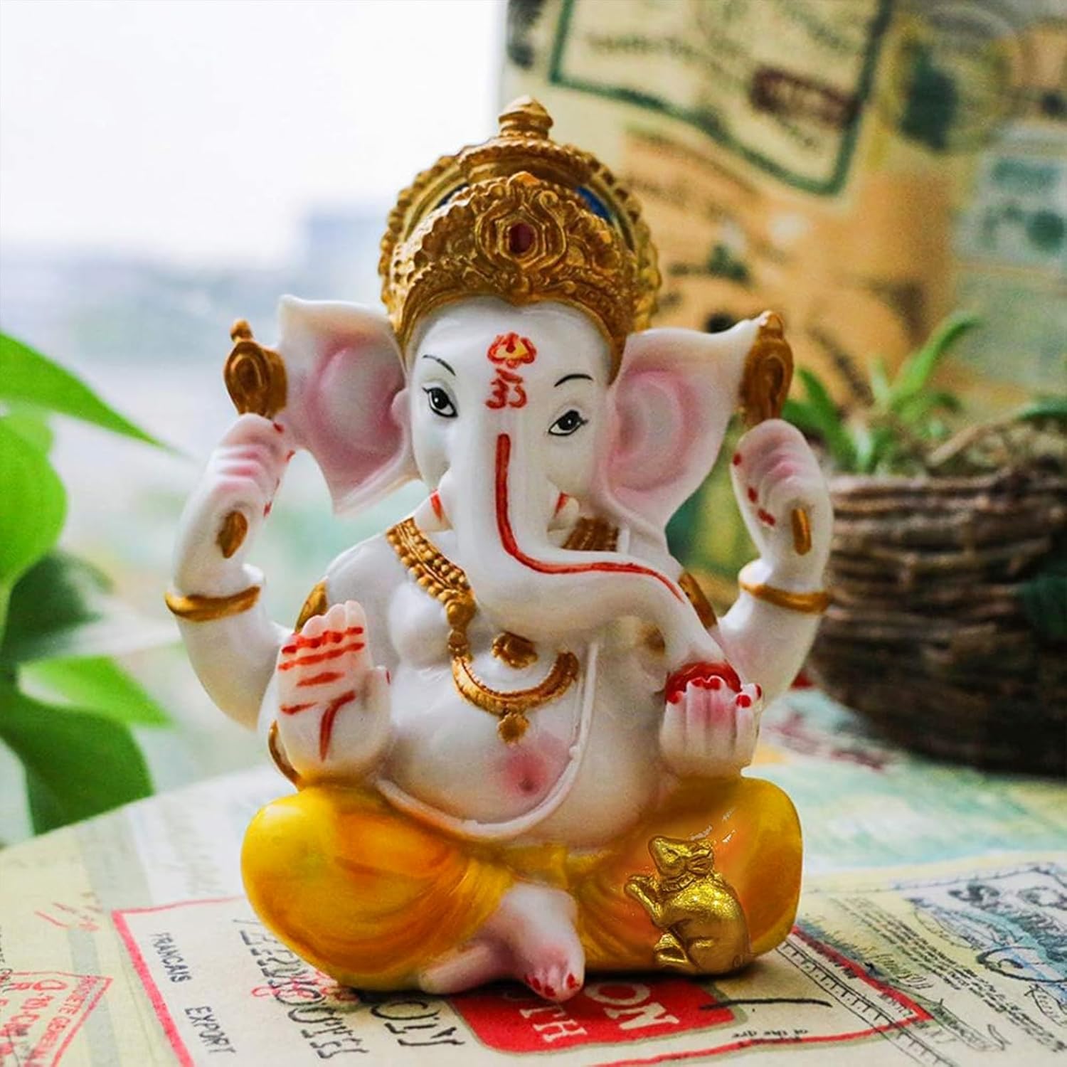 Hindu Lord Ganesha Idol - India God Ganesha Statue Diwali Gifts Indian Puja Items Home Temple Mandir Pooja Decor Car Decor Indian Wedding Diwali Birthday Gifts Yoga Room Altar