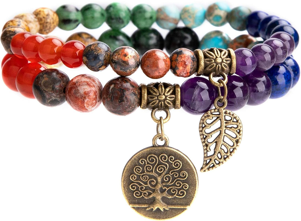 Farfume Chakra Armband Echte Steine, Echte Steine-Edelsteine Armband fur Damen