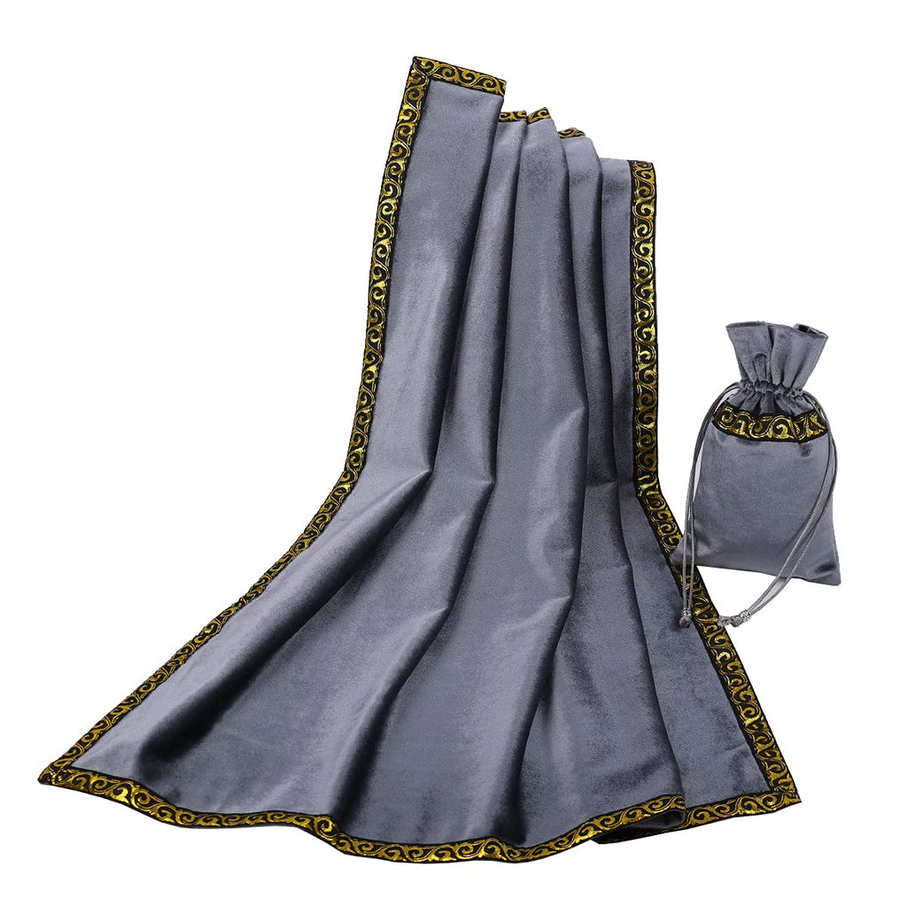 BLESSUME Altar Tarot Tablecloth Divination Wicca Velvet Cloth with Tarot Bag (Yellow 1), One Size