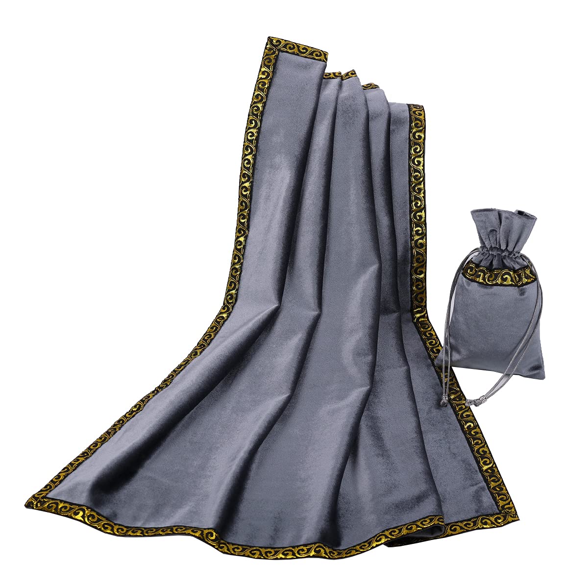 BLESSUME Altar Tarot Tablecloth Divination Wicca Velvet Cloth with Tarot Bag (Yellow 1), One Size