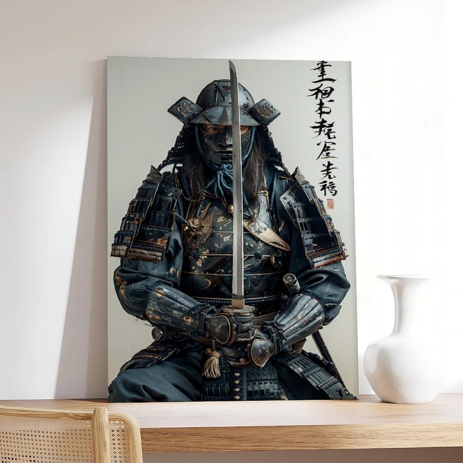 UTGN Spirituelle Kunst Samurai, Leinwand-Poster, Wandkunstdruck, Bild, Gemälde, 30 x 45 cm