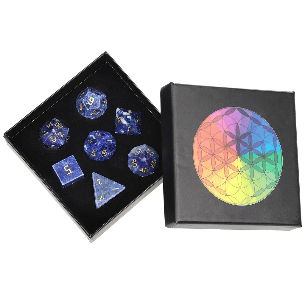 Nupuyai Kambaba Jasper Stone Polyhedral Dice Gemstones Set, 7 Pieces Healing Stones Set, Table Games for Dungeon and Dragons Dice, DND RPG MTG Dice Game Gift