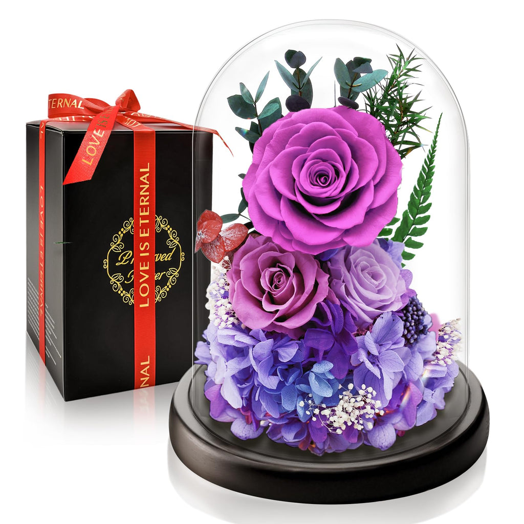 Ewige Rose Engel Geschenke für Mama, Ewige Rose in Engel Glaskuppel für Sie, Infinity Rosen Konservierte Blumen Handgemachte, Engelsfigur aus Glas, Geschenk für Frauen Mutter Oma Großmutterk
