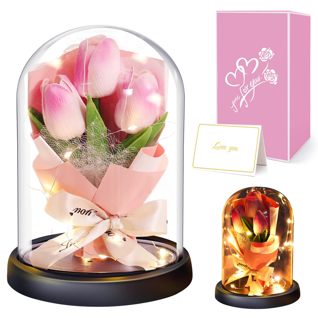 Ewige Rose Engel Geschenke für Mama, Ewige Rose in Engel Glaskuppel für Sie, Infinity Rosen Konservierte Blumen Handgemachte, Engelsfigur aus Glas, Geschenk für Frauen Mutter Oma Großmutterk