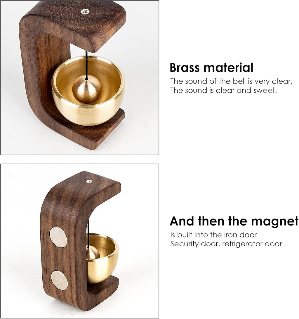 Goldene dekorative Shopkeepers Glocke für Türöffnung – magnetische Holz-Türklingel mit Messingglocke, ideal zum Aufhängen von Eingängen für Wand, Geschäft, Kleiderschrank