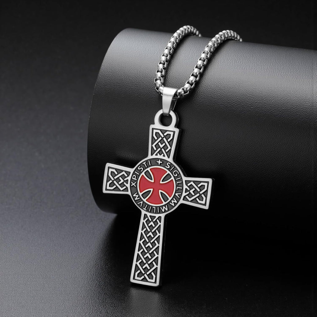 Dreamtimes Ritter Templer Kreuz Halskette für Frauen Männer Edelstahl Vintage Kreuzritter Heiliger Ritter Halskette Dainty Religiöser Schmuck
