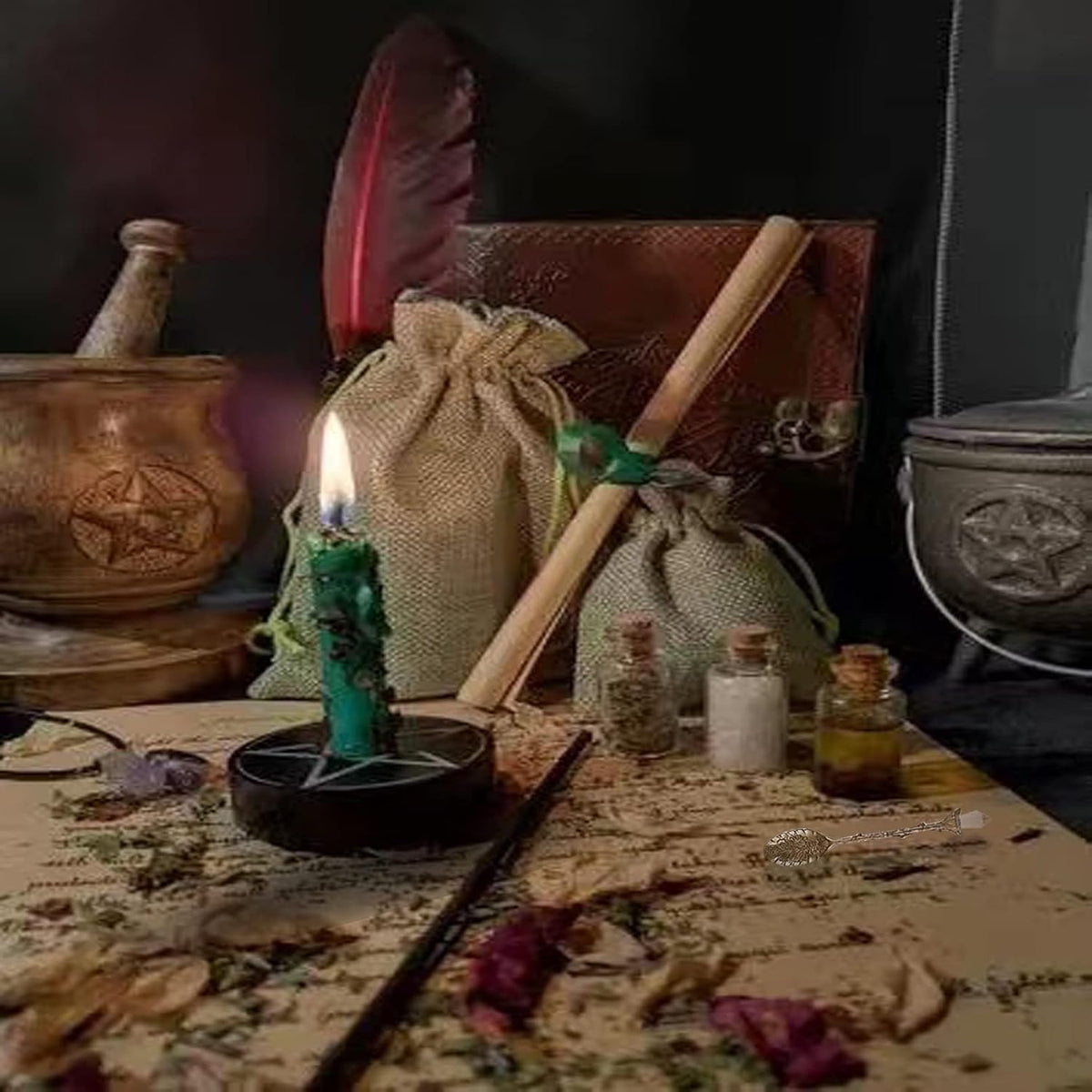 Witchcraft Supplies Kit, 85 PCS Wiccan Supplies and Tools | Include Dried Herbs, Crystal Jars, Colored Candles and Parchments, for Beginners Witches Pagan Altar Decor