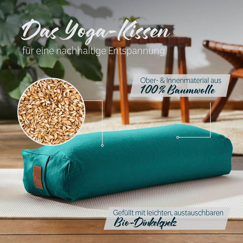 #DoYourYoga Yogabolster »Paravati« 67cm x 13cm | Gefüllt mit Bio-Dinkelspelz (KBA) oder Bio-Buchweizenschalen (KBA) | Yogakissen mit waschbarem Bezug | Sitzkissen & Zafukissen für Yin Yoga