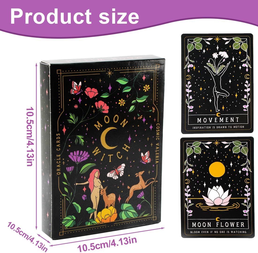 NHQZ NHQ Tarotkarten,Tarot Karten für Anfänger,Moon Witch Oracle,Hexen Tarot,42 Blätter
